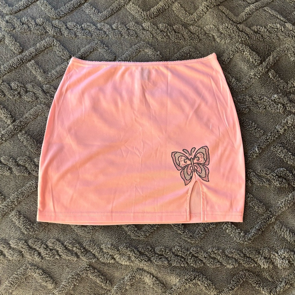 SHEIN Rhinestone Mini Skirt with Slit